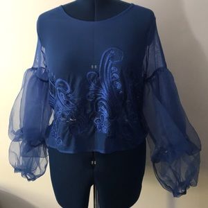 Royal Blue Mesh Top
